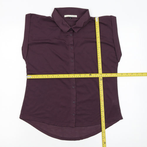 River Island Women's Purple Button-Up Collared Sleeveless Blouse Size 8