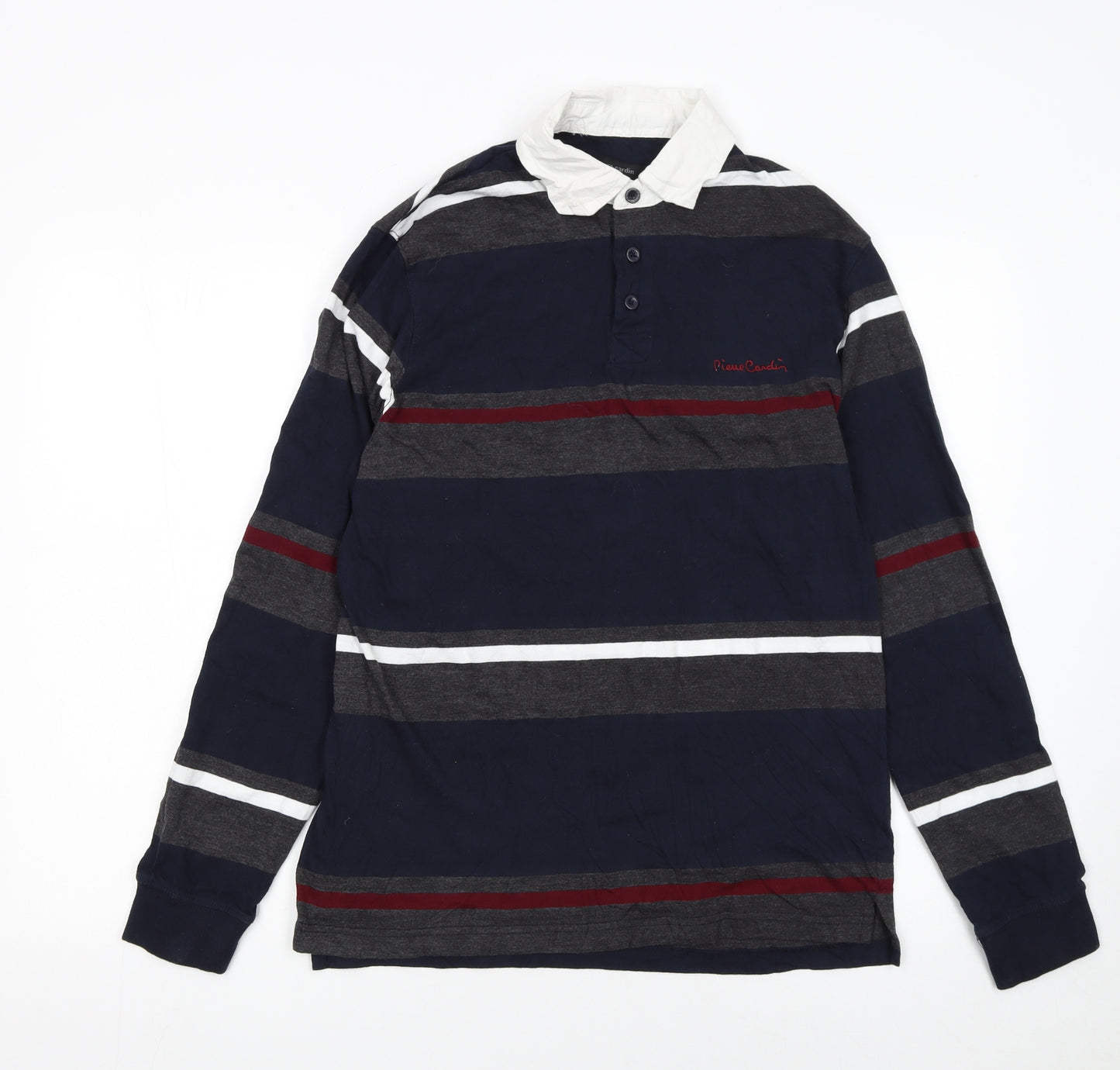 Pierre Cardin Men's Multicoloured Long Sleeve Striped Polo Shirt M