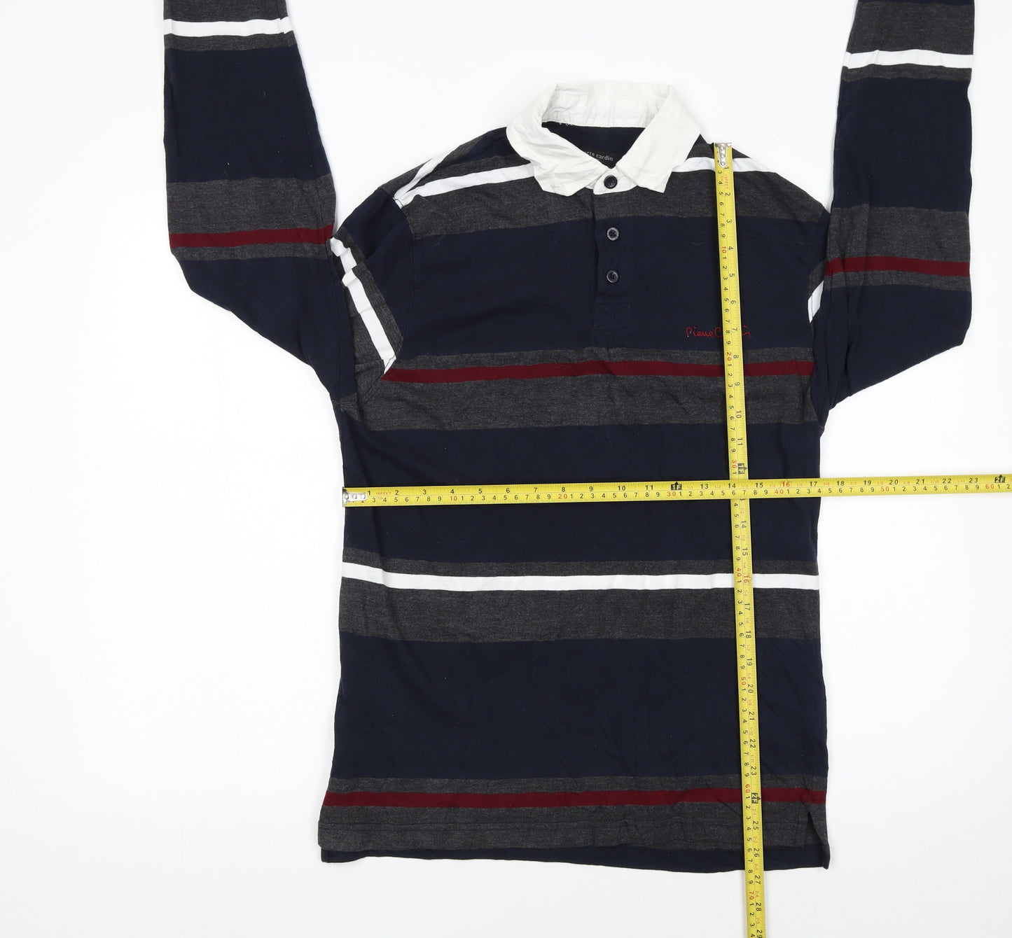Pierre Cardin Men's Multicoloured Long Sleeve Striped Polo Shirt M