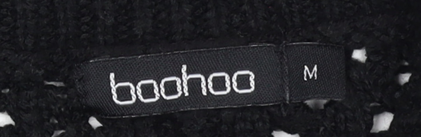 Boohoo Women’s Black Collared Cable Knit Henley Jumper Size M