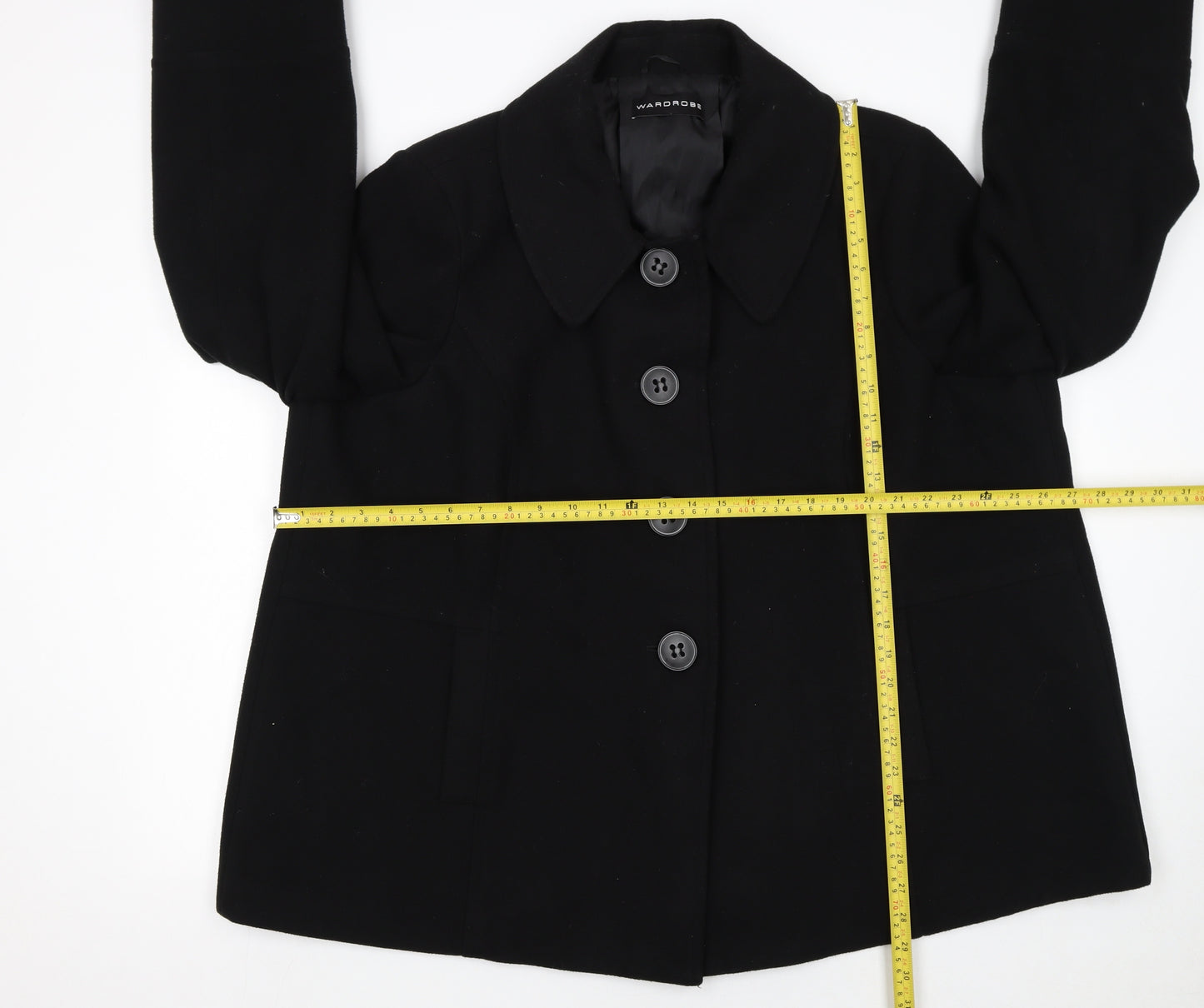 Wardrobe Women Black Mid-Length Overcoat Size 24 Lined