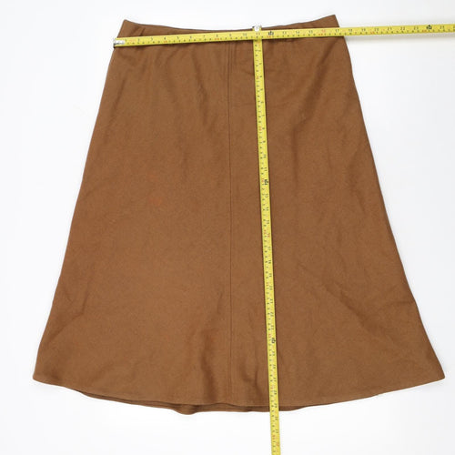 Marks and Spencer Womens Brown Wool Blend A-Line Skirt Size 14