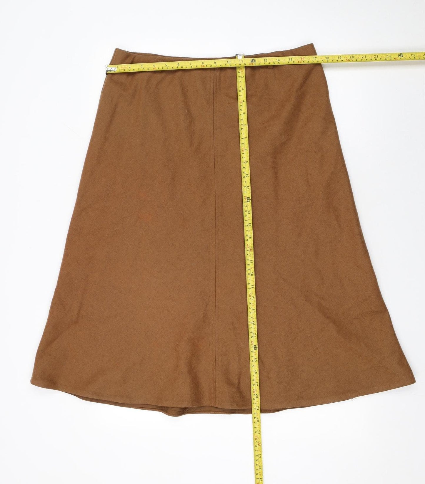 Marks and Spencer Womens Brown Wool Blend A-Line Skirt Size 14