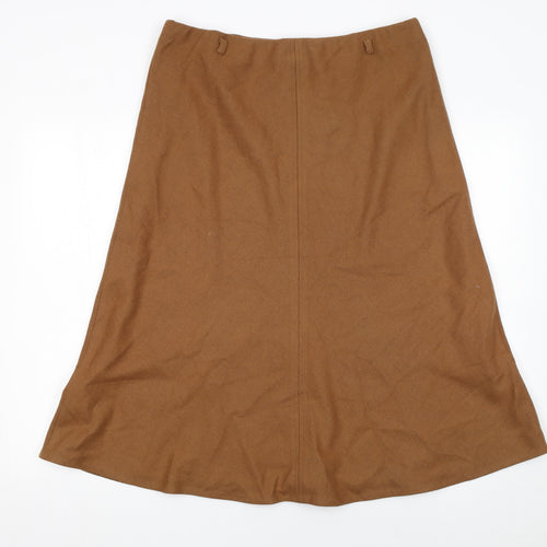 Marks and Spencer Womens Brown Wool Blend A-Line Skirt Size 14