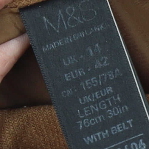 Marks and Spencer Womens Brown Wool Blend A-Line Skirt Size 14