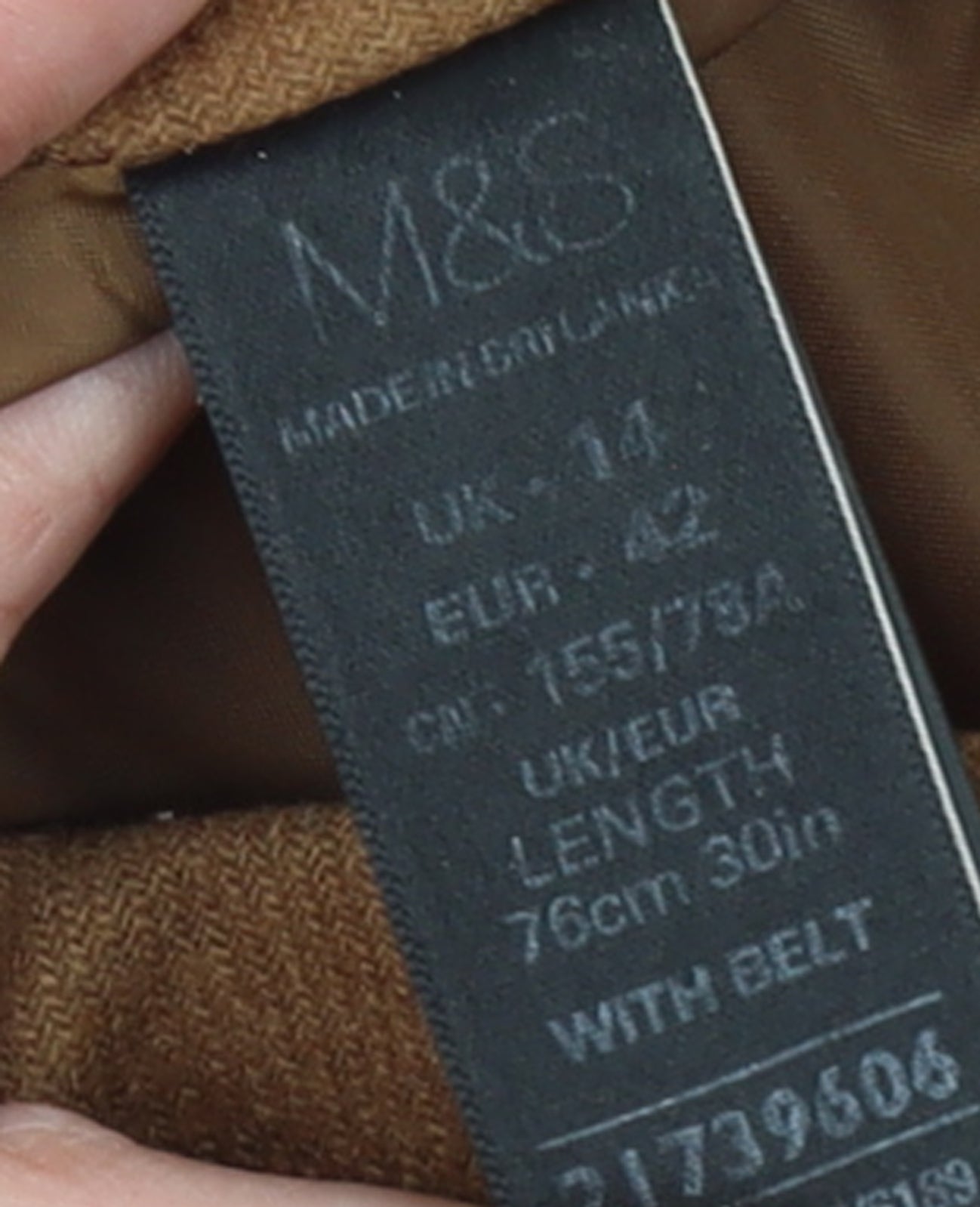 Marks and Spencer Womens Brown Wool Blend A-Line Skirt Size 14