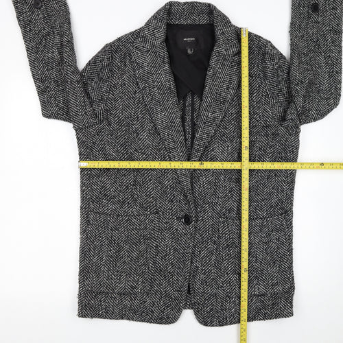 Mango Women’s Grey Herringbone Wool Blend Blazer Size 12