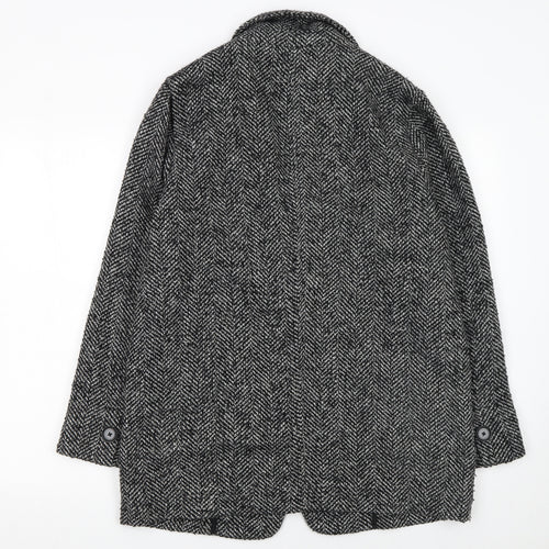 Mango Women’s Grey Herringbone Wool Blend Blazer Size 12