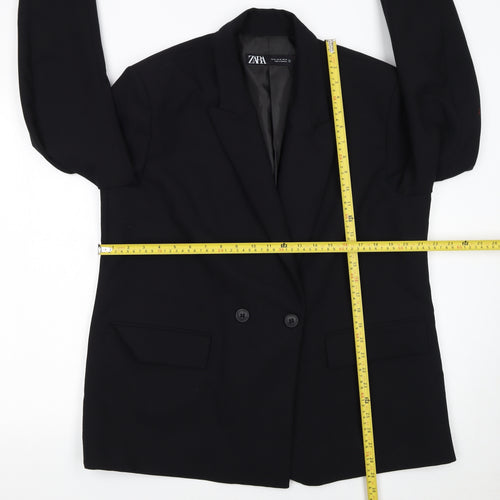 Zara Women Black XL Single-Breasted Blazer Jacket