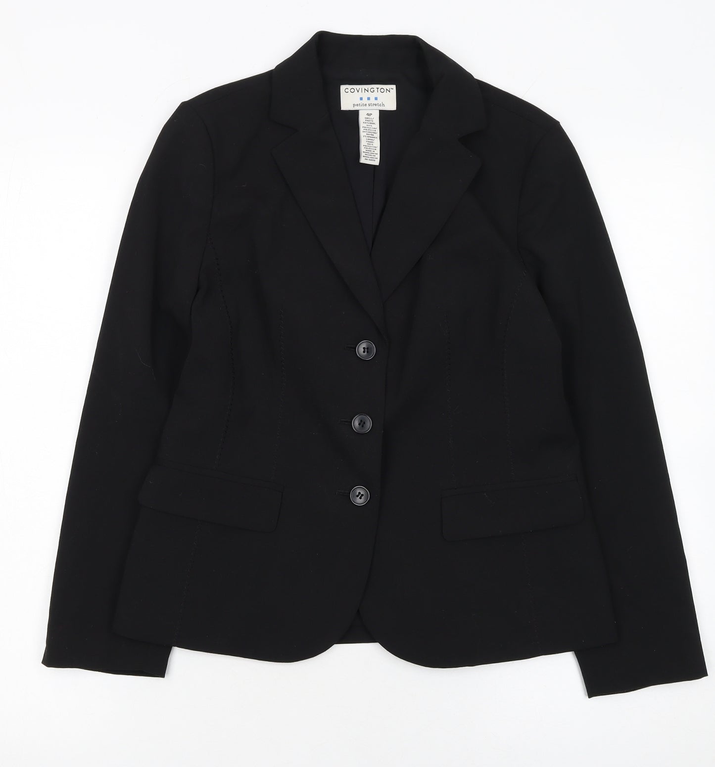 Covington Women Black Petite 4P Stretch Blazer Jacket