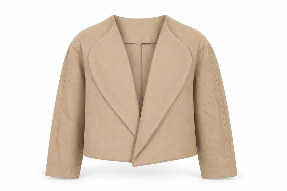 Front view of H&M Divided Women Beige Blazer Jacket, size 14, Regular Fit