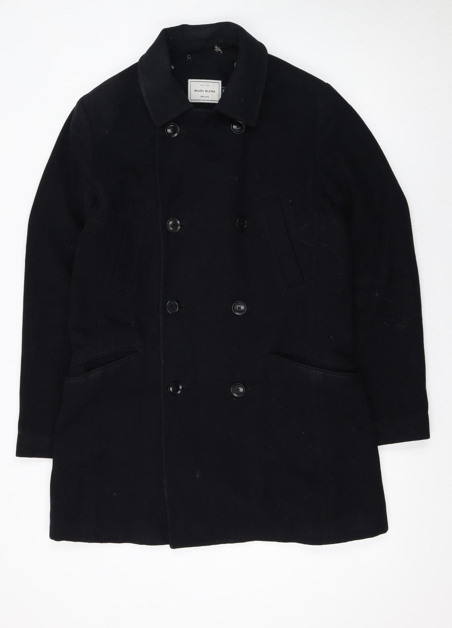 John Lewis Women’s Black Wool Blend Pea Coat Size S