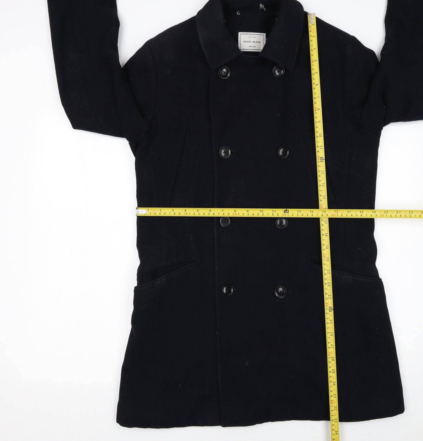 John Lewis Women’s Black Wool Blend Pea Coat Size S