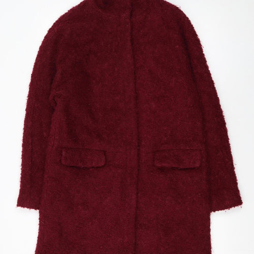 Monsoon Womens Red Wool Blend Mid-Length Coat Size 10
