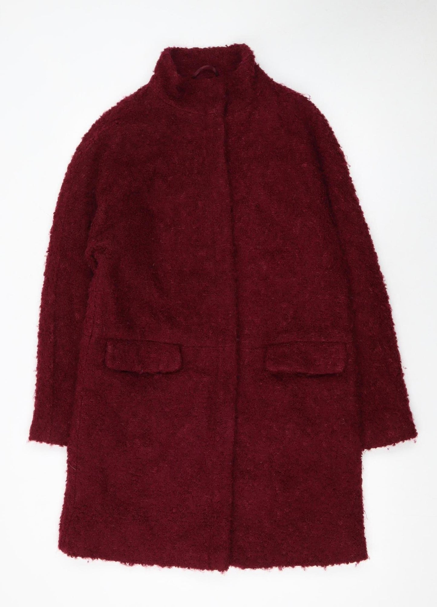 Monsoon Womens Red Wool Blend Mid-Length Coat Size 10