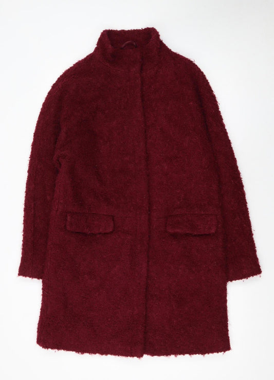 Monsoon Womens Red Wool Blend Mid-Length Coat Size 10