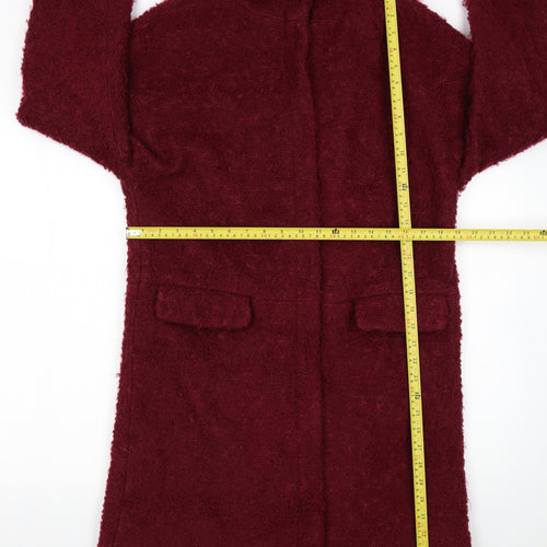 Monsoon Womens Red Wool Blend Mid-Length Coat Size 10