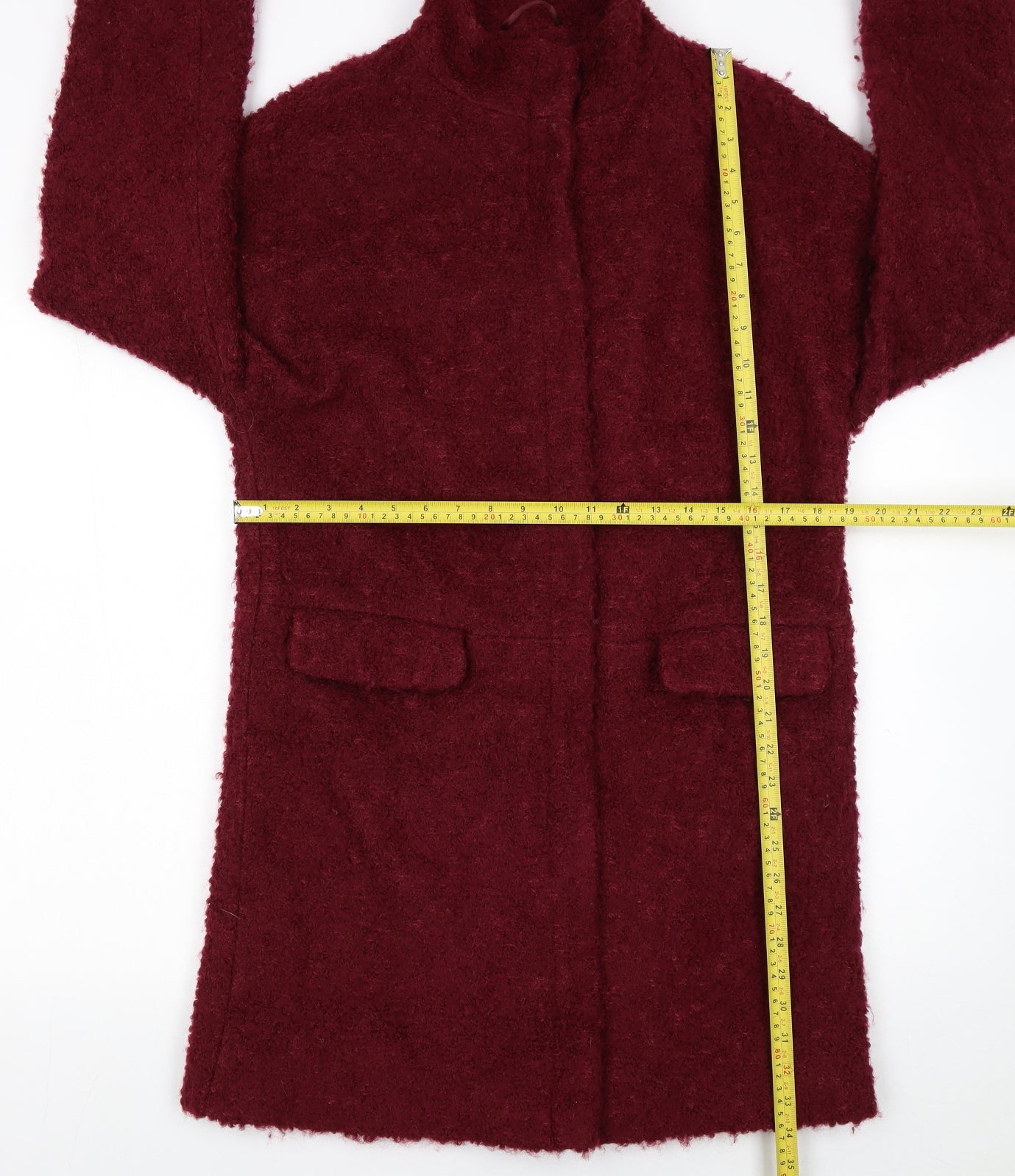 Monsoon Womens Red Wool Blend Mid-Length Coat Size 10