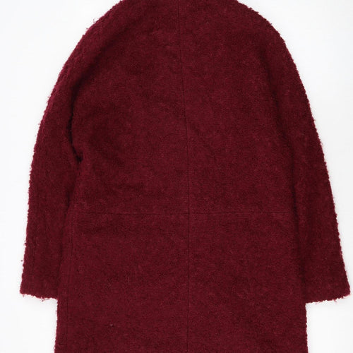 Monsoon Womens Red Wool Blend Mid-Length Coat Size 10