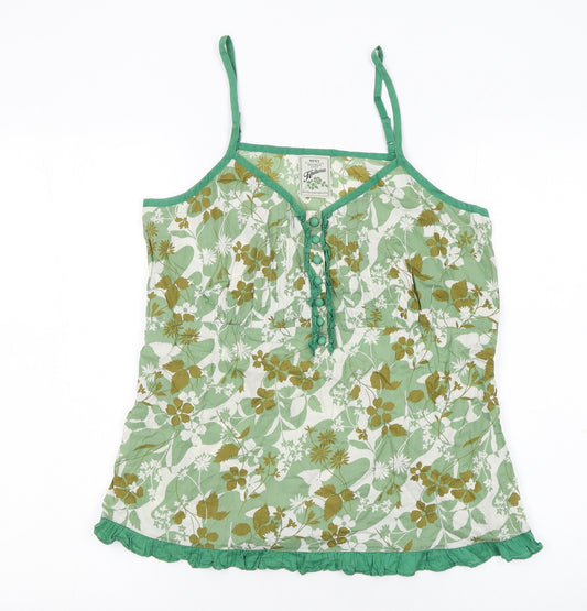 Next Womens Green Floral Cotton Camisole Tank Top Size 16