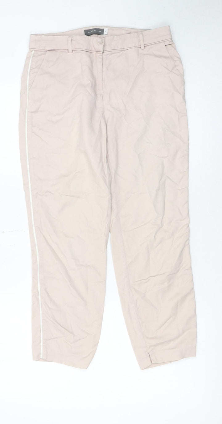 Mint Velvet Womens Beige Chino Trousers Size 8 Slim Fit Stretch