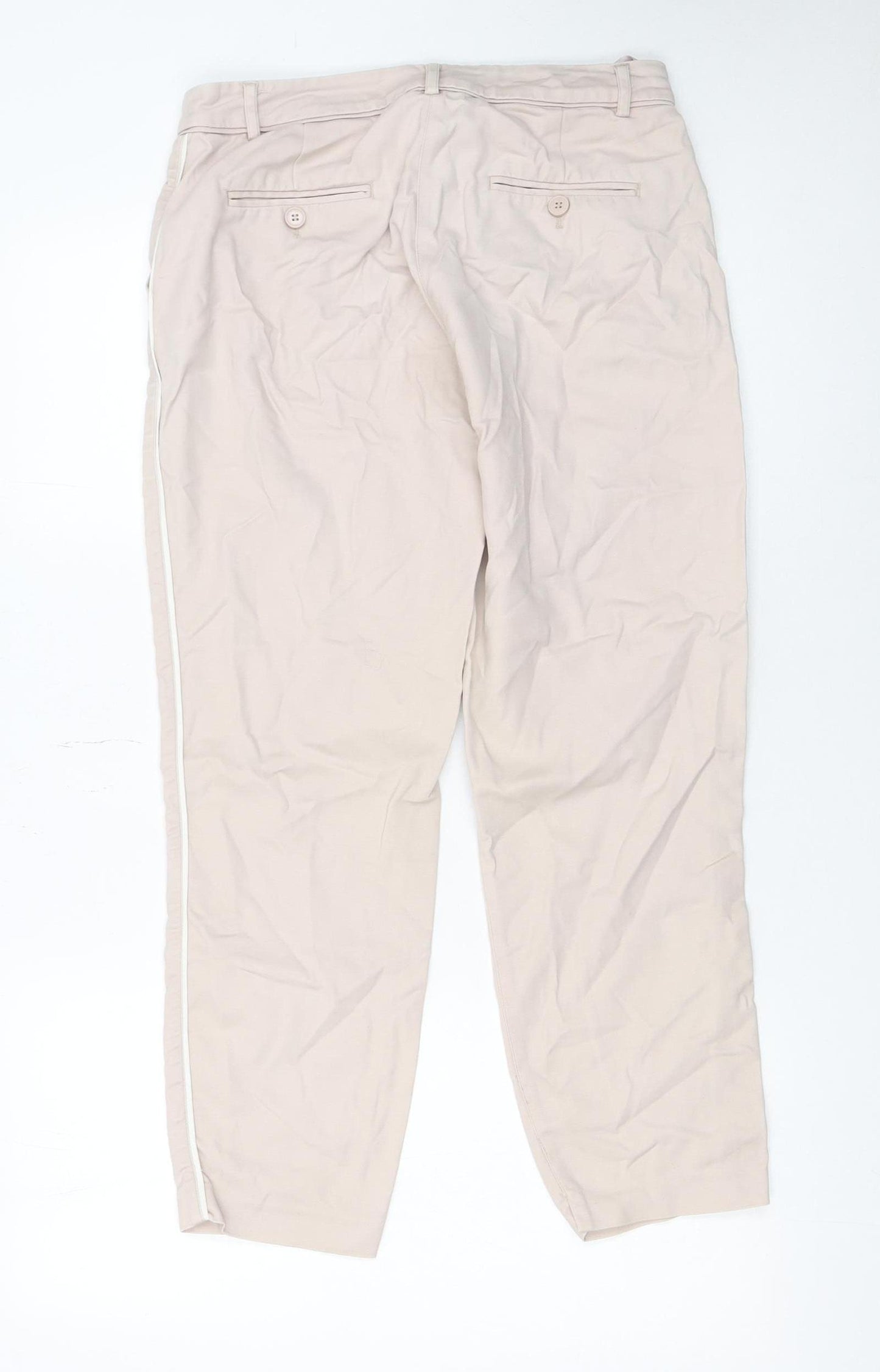 Mint Velvet Womens Beige Chino Trousers Size 8 Slim Fit Stretch