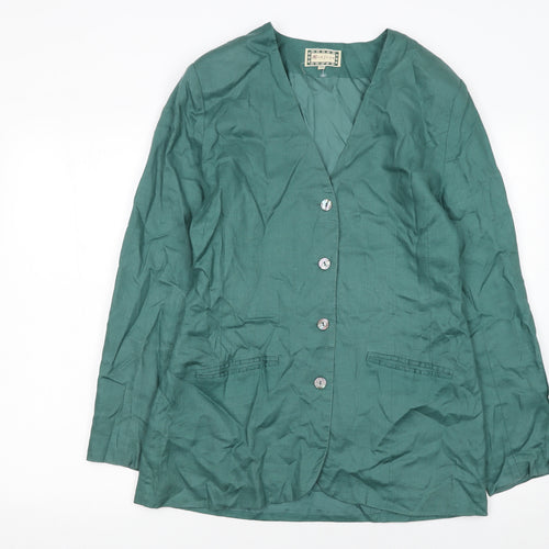 Monsoon Women’s Green Linen Suit Jacket Size 14 Classic Tailored Blazer