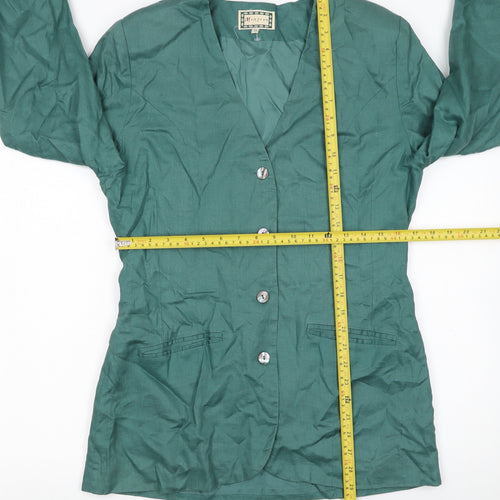 Monsoon Women’s Green Linen Suit Jacket Size 14 Classic Tailored Blazer