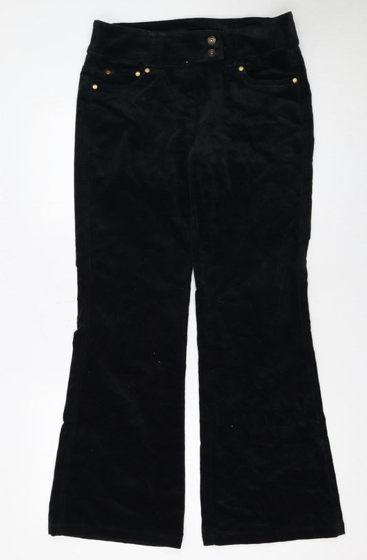 Next Womens Black Corduroy Flared Stretch Trousers UK 10 Regular