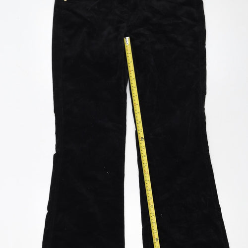 Next Womens Black Corduroy Flared Stretch Trousers UK 10 Regular