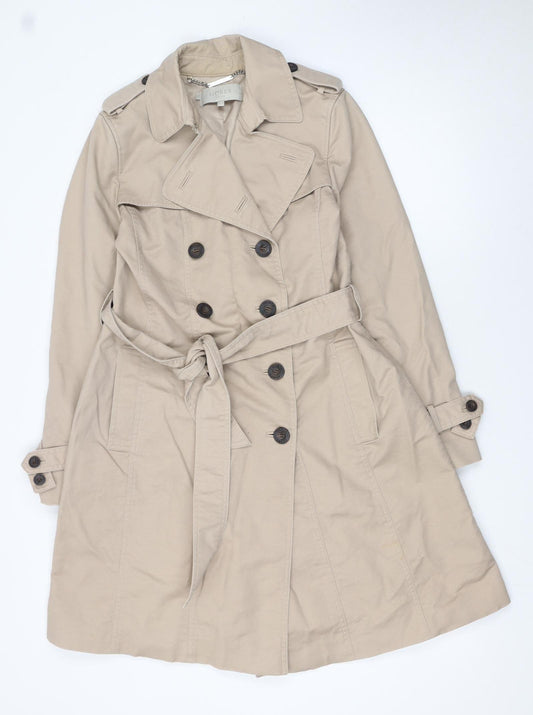 Hobbs Women’s Beige Mid-Length Trench Coat UK 10 Belted Cotton