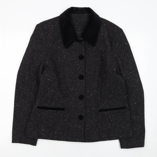Berkertex Women's Grey Wool Blend Button Jacket Size 14 Classic Style