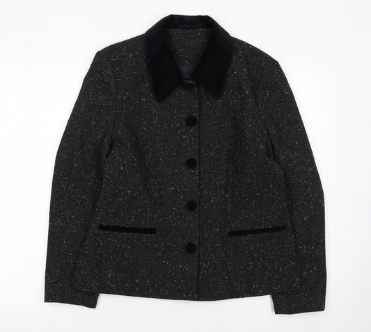 Berkertex Women's Grey Wool Blend Button Jacket Size 14 Classic Style