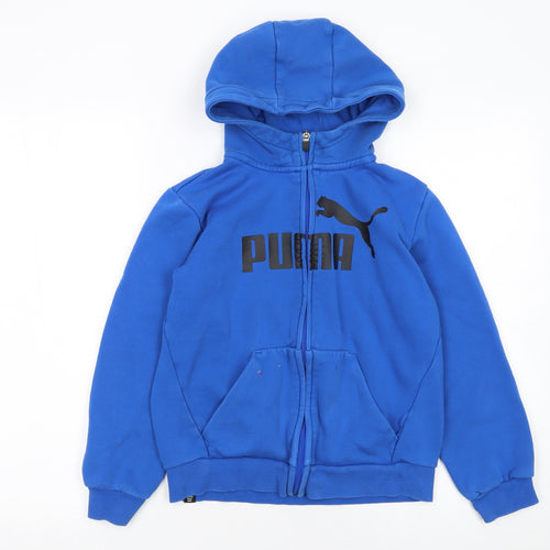 Puma Boys Blue Full Zip Hoodie 6-7 Years Fleece Lined Hooded Sweatshirt