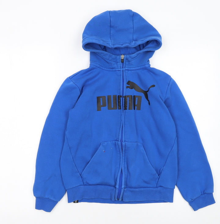 Puma Boys Blue Full Zip Hoodie 6-7 Years Fleece Lined Hooded Sweatshirt