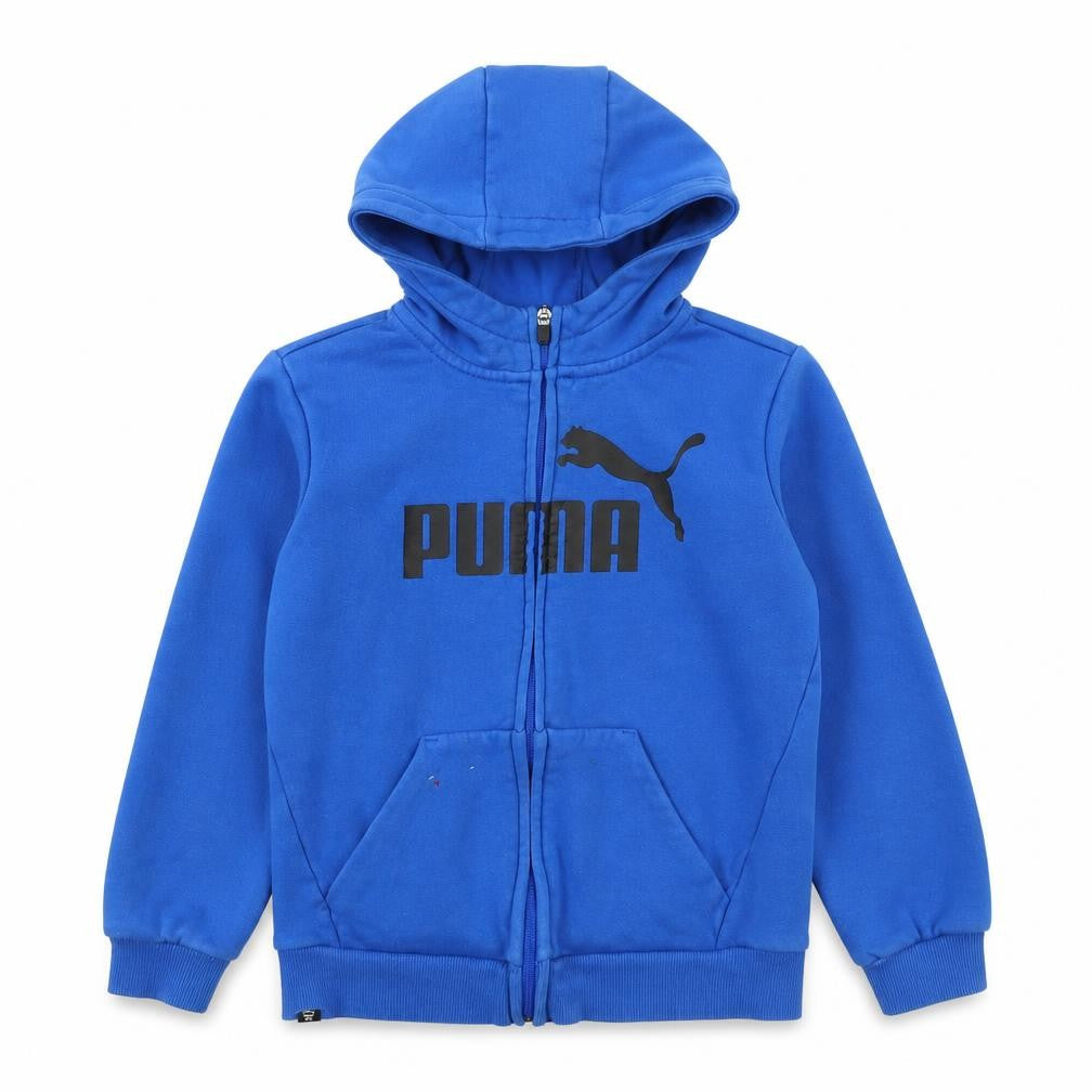Puma Boys Blue Full Zip Hoodie 6-7 Years Fleece Lined Hooded Sweatshirt