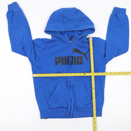Puma Boys Blue Full Zip Hoodie 6-7 Years Fleece Lined Hooded Sweatshirt