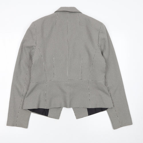 Marks and Spencer Women Grey Checked Single-Breasted Blazer Size 12