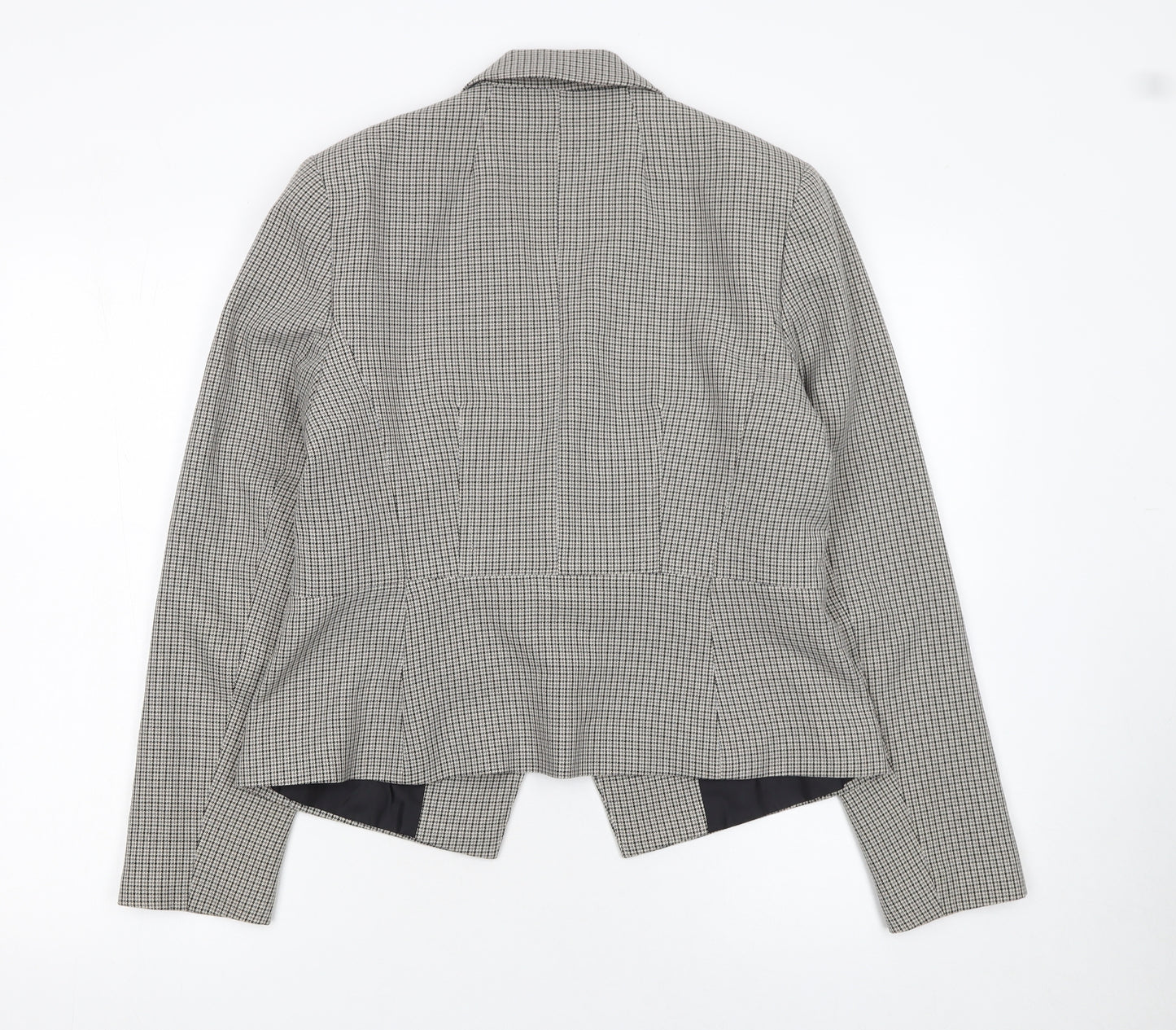 Marks and Spencer Women Grey Checked Single-Breasted Blazer Size 12