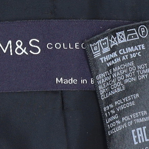 Marks and Spencer Women Grey Checked Single-Breasted Blazer Size 12