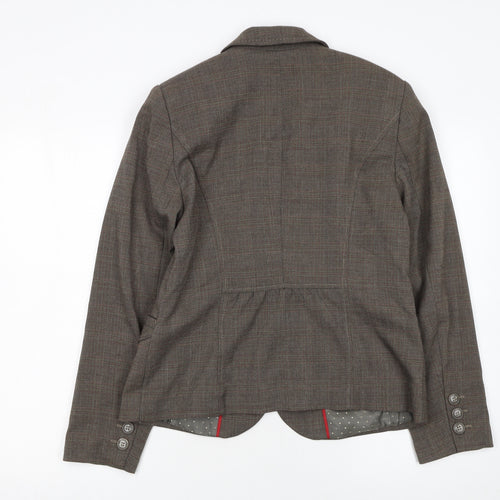 Next Women Brown Check Blazer Size 14 Tailored Single-Breasted Jacket