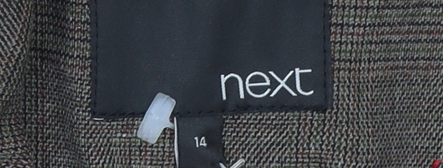 Next Women Brown Check Blazer Size 14 Tailored Single-Breasted Jacket