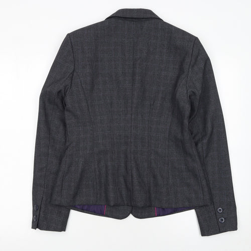 Next Women’s Grey Checked Single-Breasted Blazer Jacket Size 14