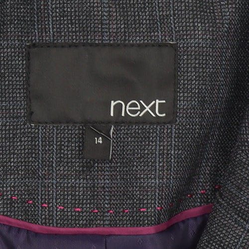 Next Women’s Grey Checked Single-Breasted Blazer Jacket Size 14
