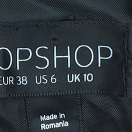 Topshop Women's Black Floral Velvet Embroidered Cropped Puff Sleeve Blouse UK 10