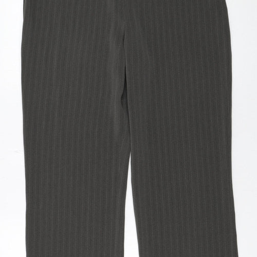 Next Women Grey Pinstripe Trousers Size 14 Regular Fit Business Workwear