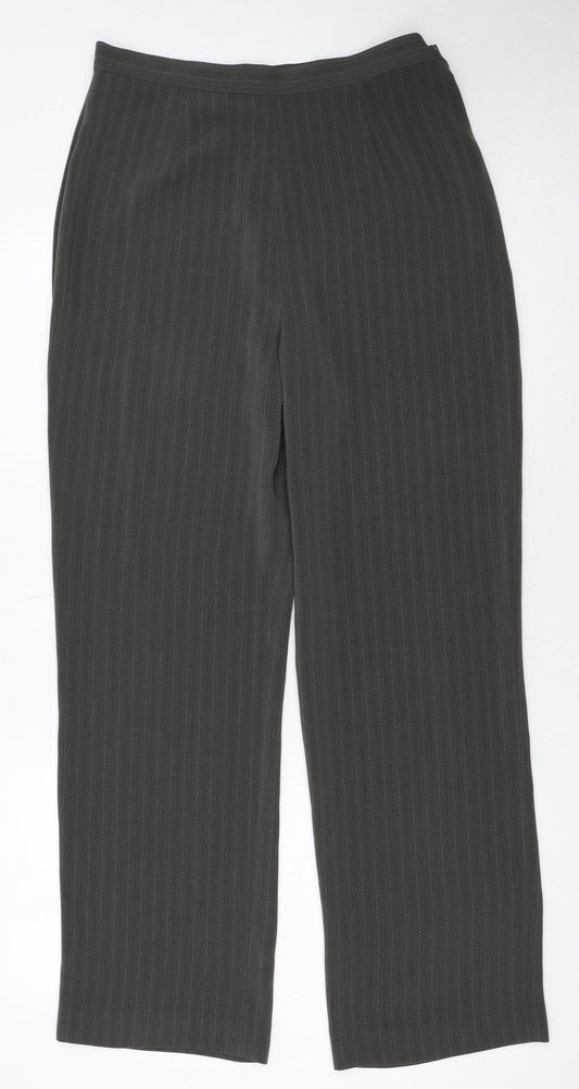Next Women Grey Pinstripe Trousers Size 14 Regular Fit Business Workwear