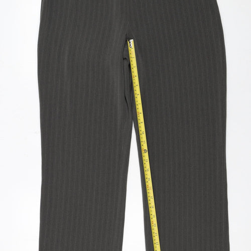 Next Women Grey Pinstripe Trousers Size 14 Regular Fit Business Workwear