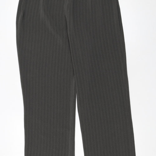 Next Women Grey Pinstripe Trousers Size 14 Regular Fit Business Workwear
