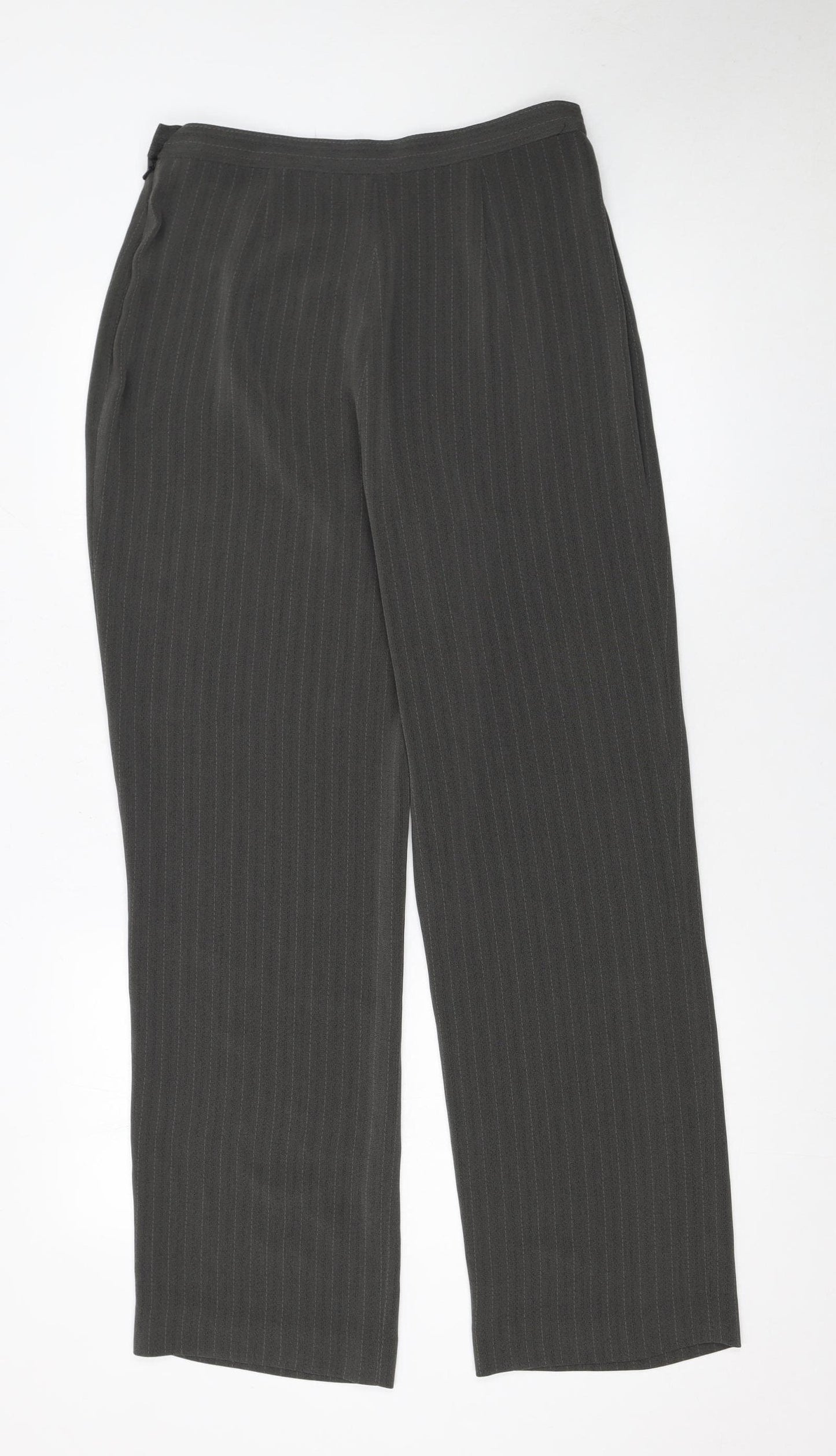 Next Women Grey Pinstripe Trousers Size 14 Regular Fit Business Workwear